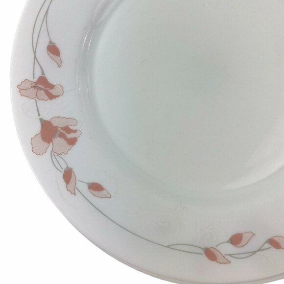Arcopal France Linette 4 Dinner Plates White Peach Flowers Gray Stems 10.75" - Picture 8 of 10